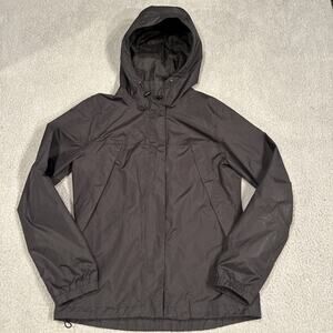 North Face Womens Small Hooded Rain Jacket Black Mesh Lined Lightweight Shell